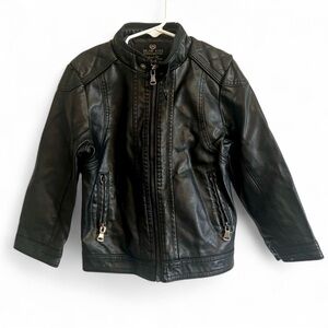 Boys Black Faux Leather Jacket, size 5/6